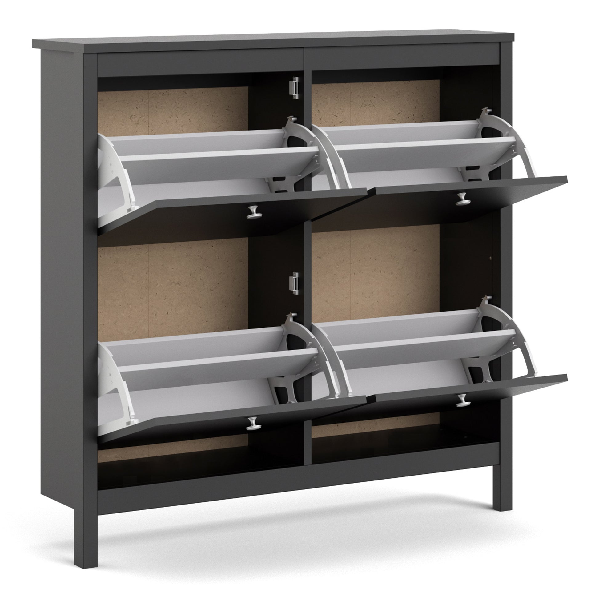 Madrid  Shoe cabinet 4 Compartments in Matt Black