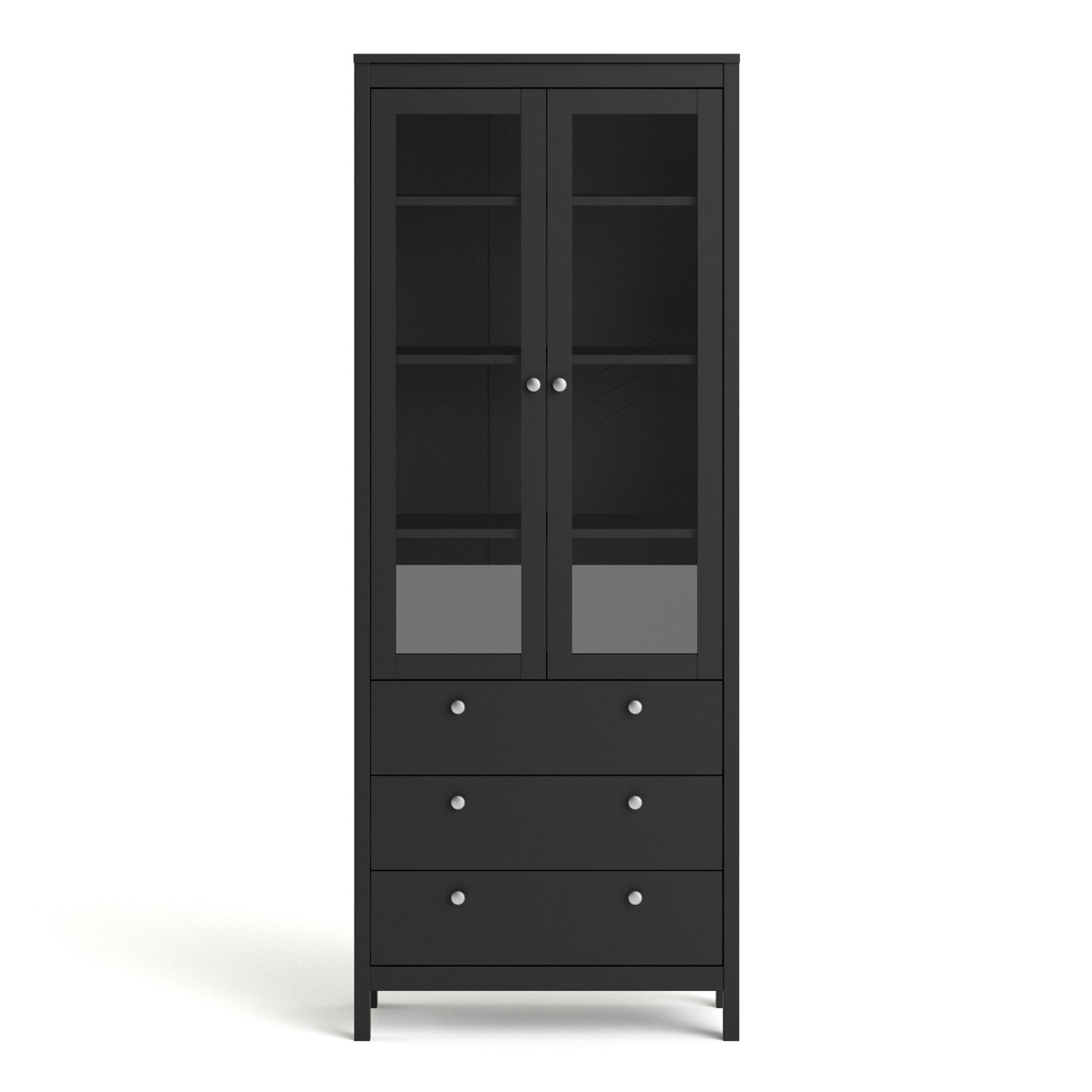 Madrid  China cabinet 2 doors w/glass + 3 drawers in Matt Black