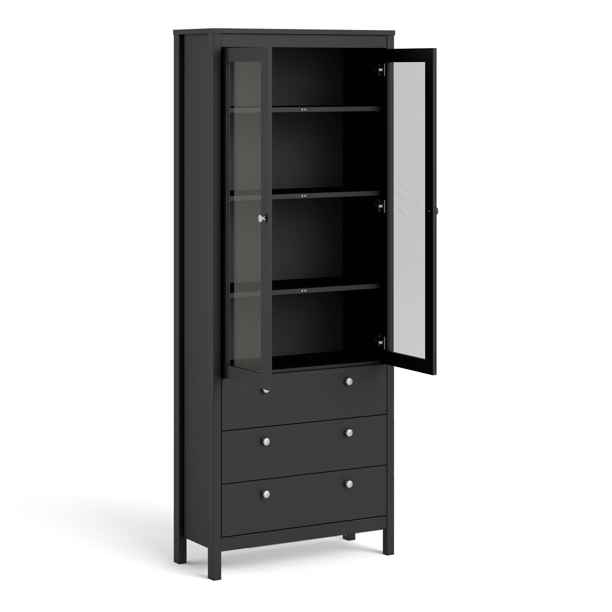 Madrid  China cabinet 2 doors w/glass + 3 drawers in Matt Black