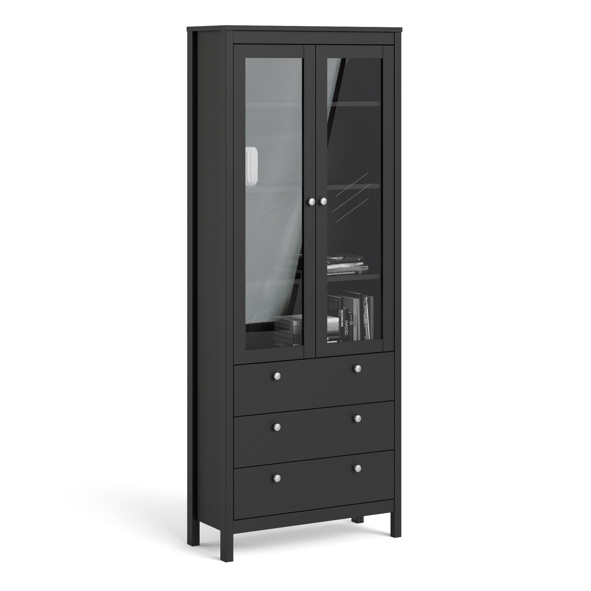 Madrid  China cabinet 2 doors w/glass + 3 drawers in Matt Black