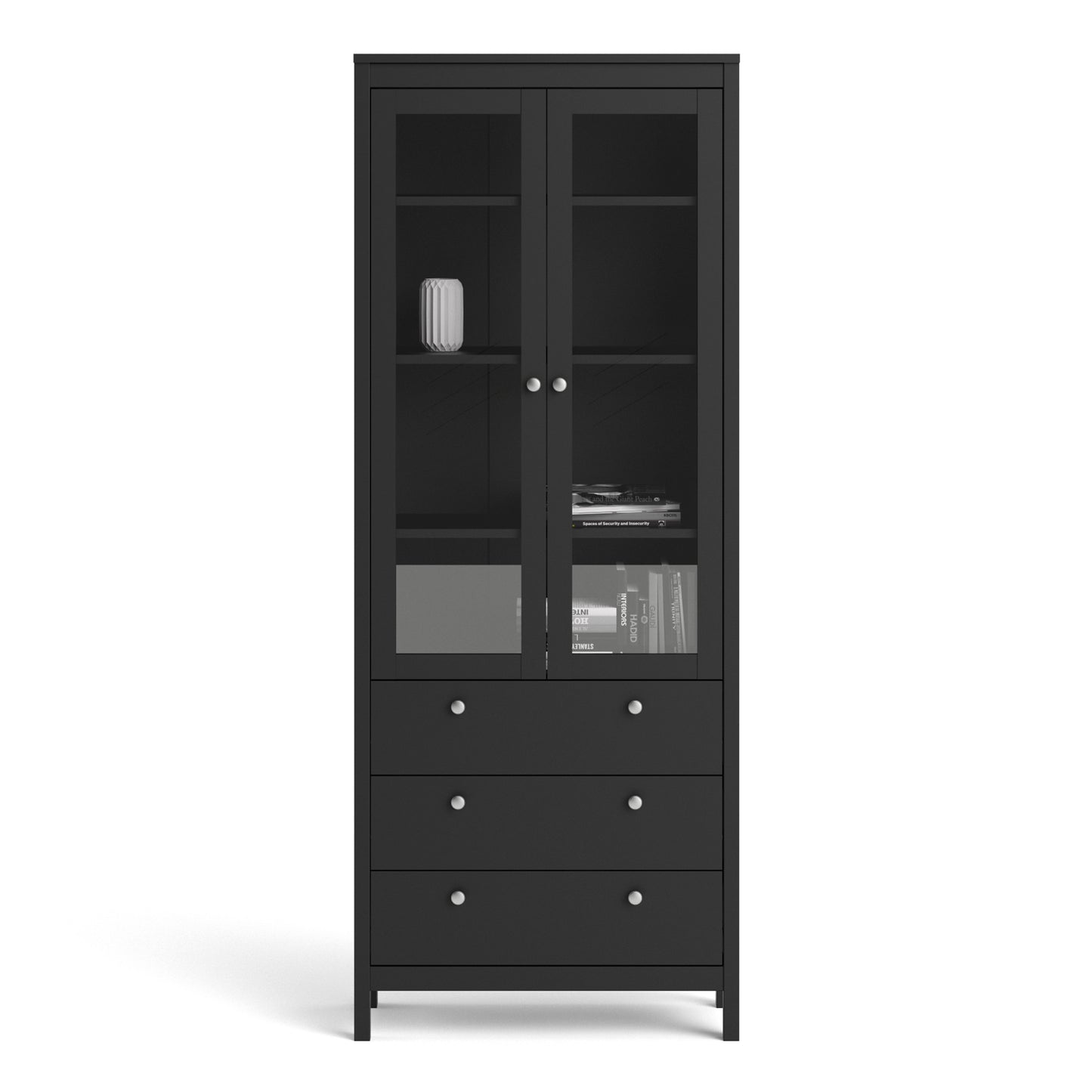 Madrid  China cabinet 2 doors w/glass + 3 drawers in Matt Black