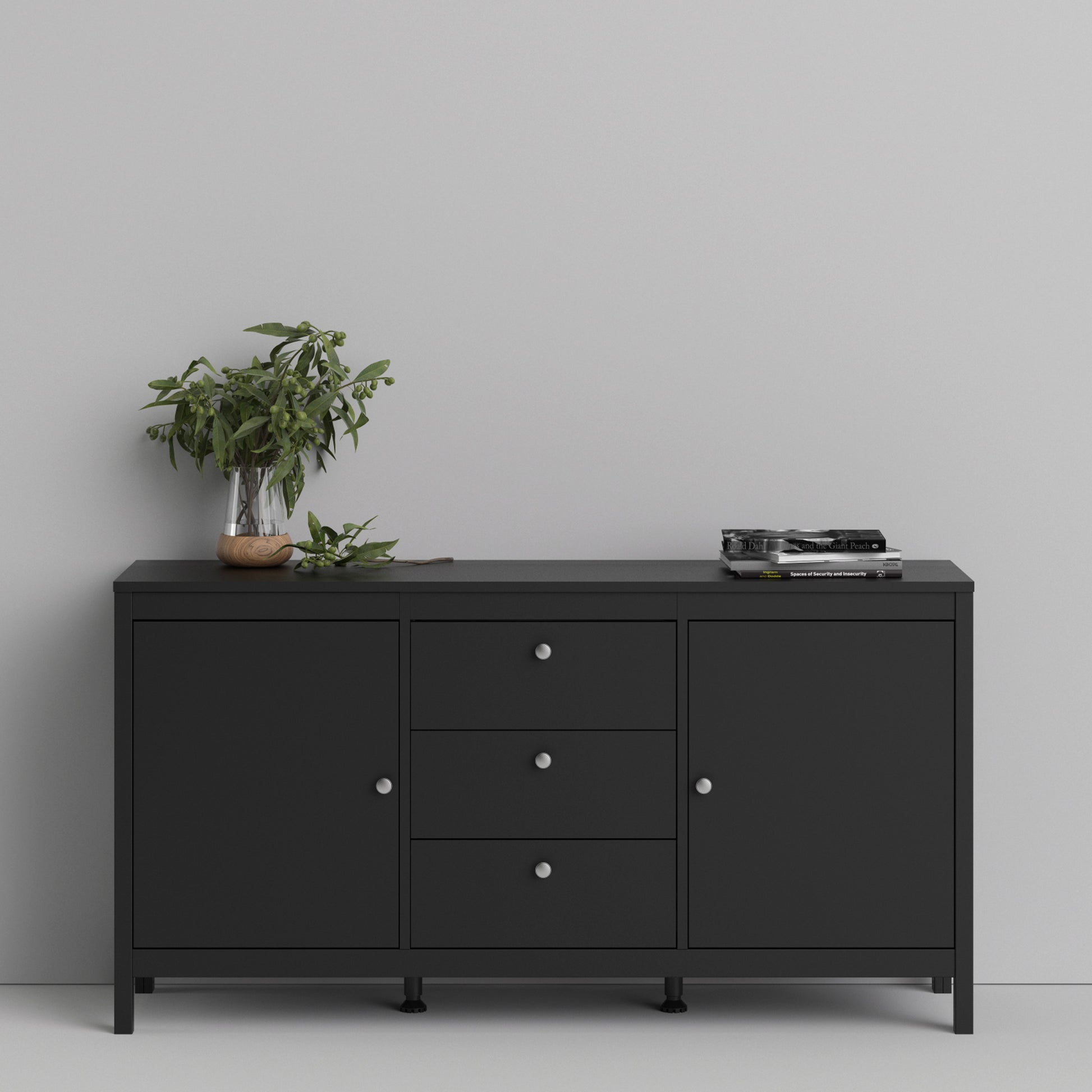Madrid  Sideboard 2 doors + 3 drawers in Matt Black
