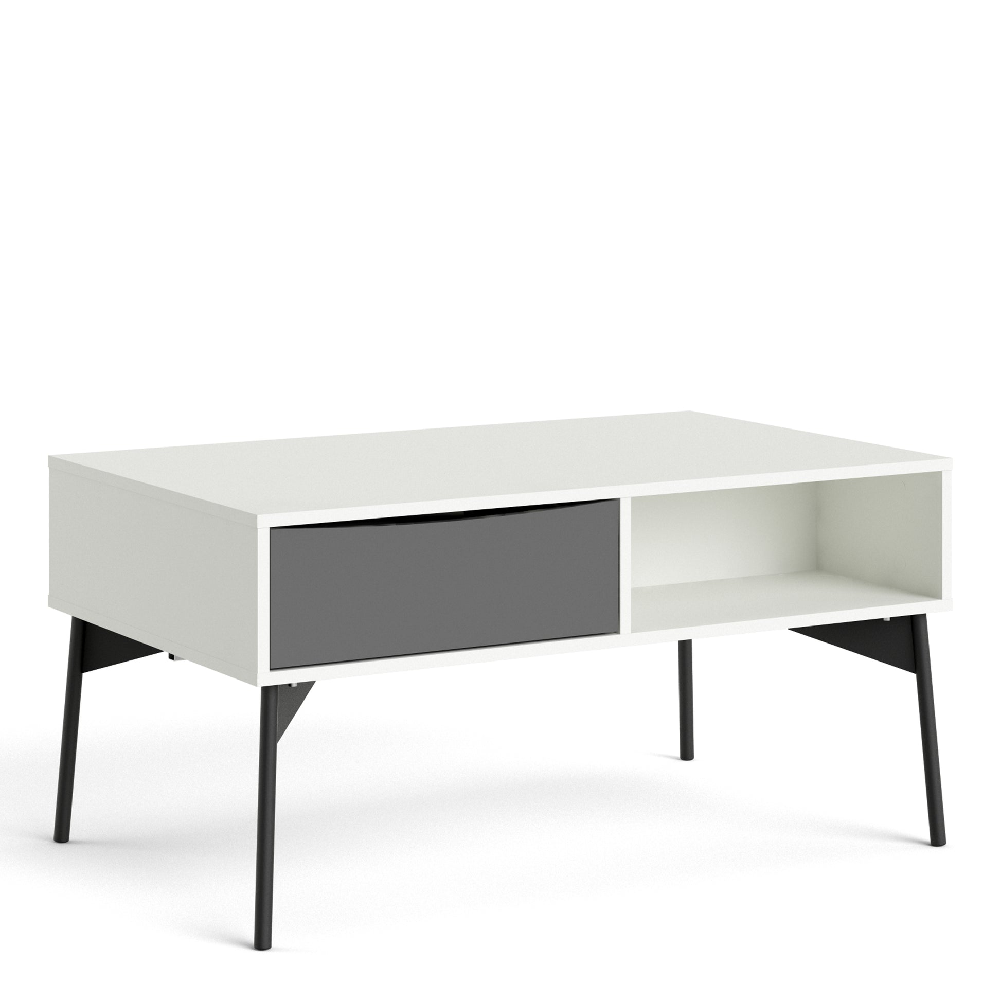 Fur  Coffee table with 1 Drawer in Grey and White