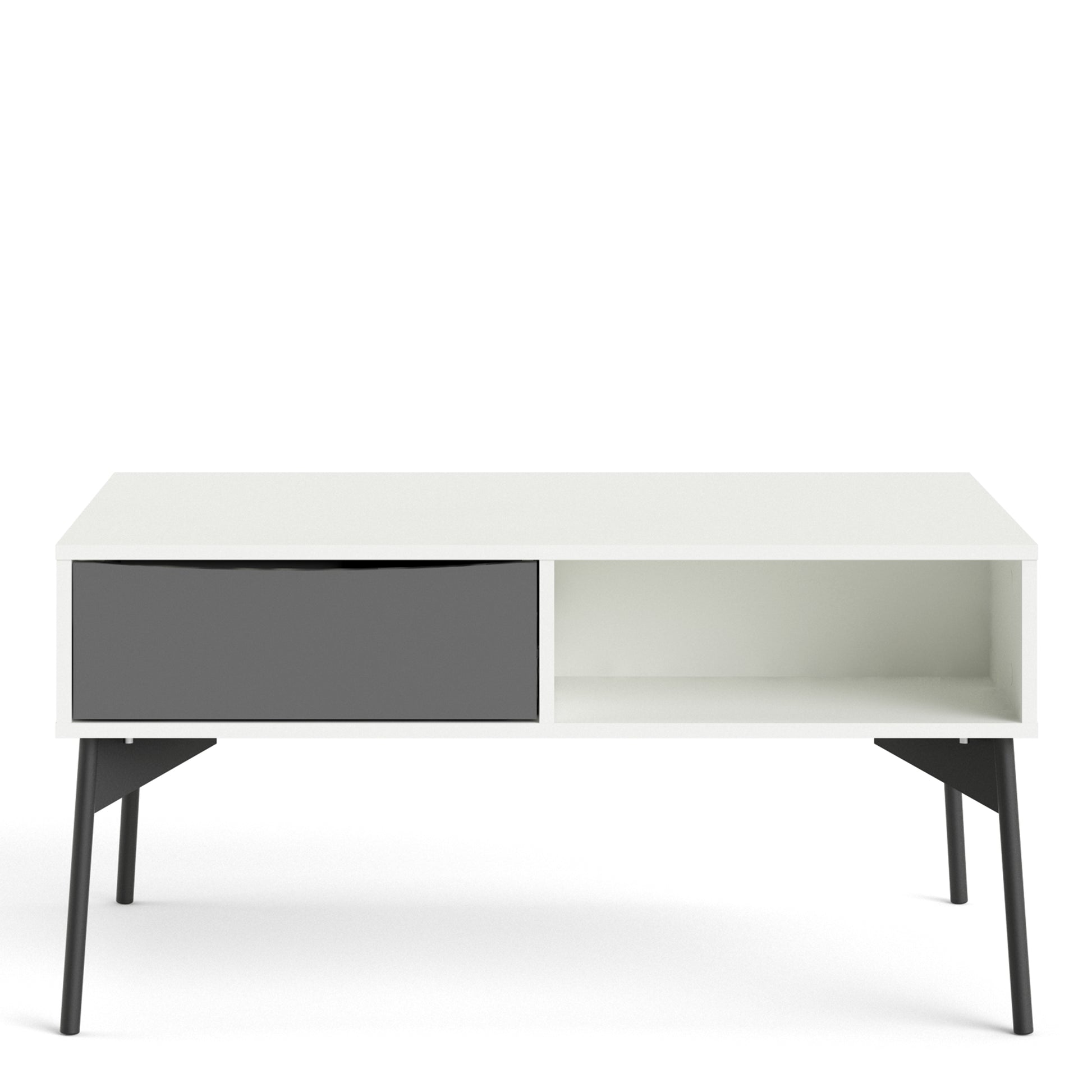 Fur  Coffee table with 1 Drawer in Grey and White