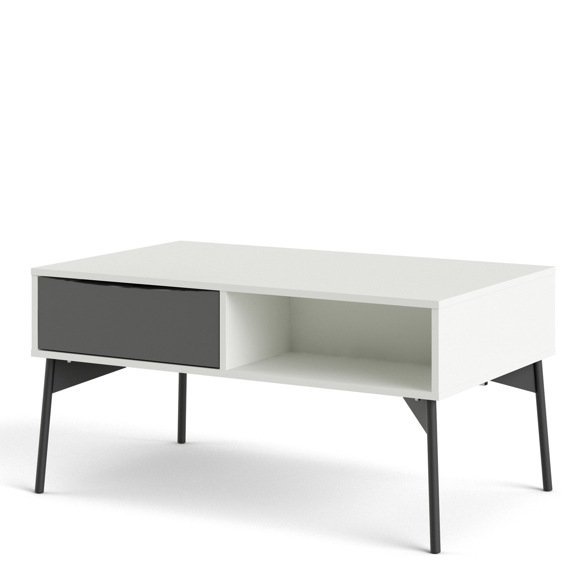 Fur  Coffee table with 1 Drawer in Grey and White