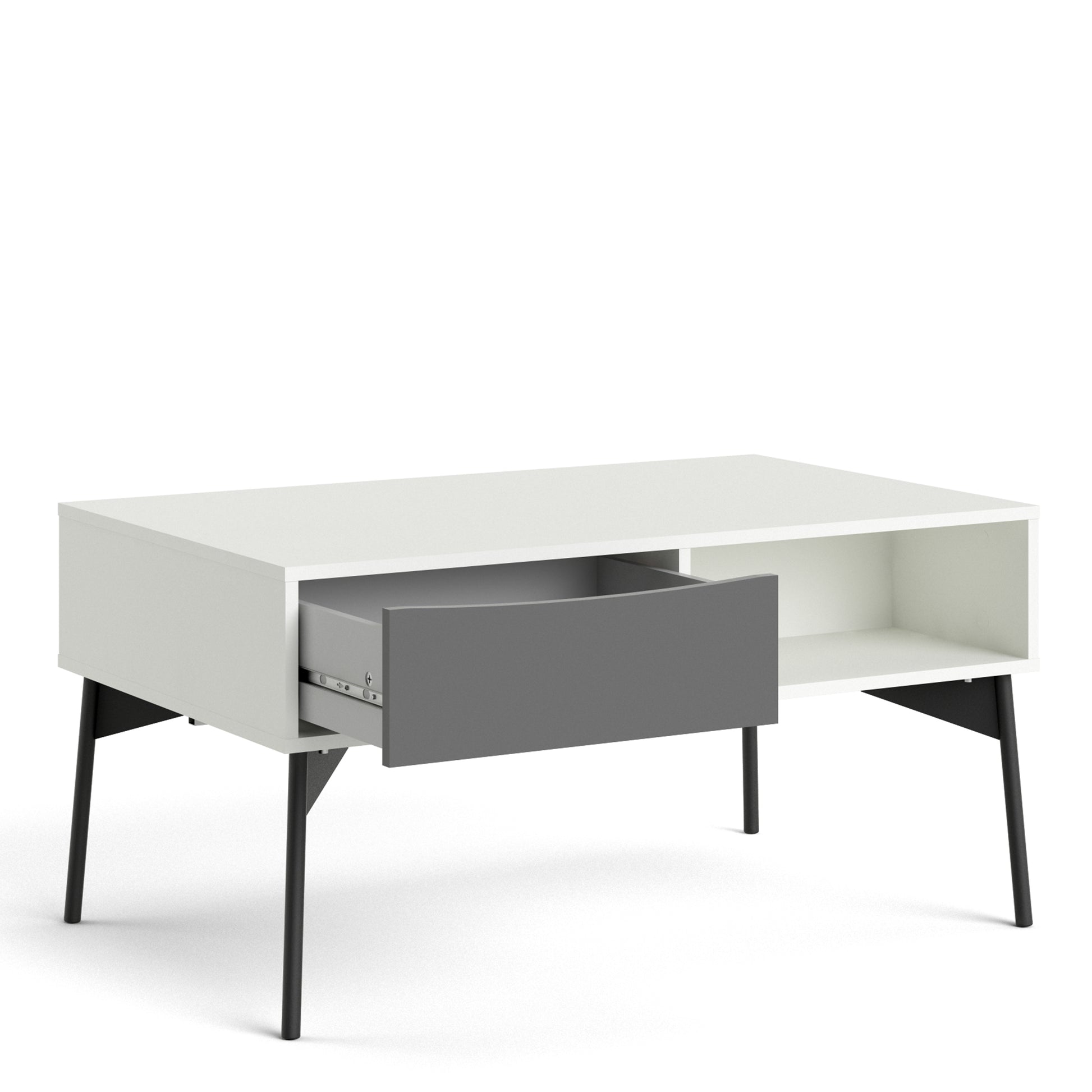 Fur  Coffee table with 1 Drawer in Grey and White