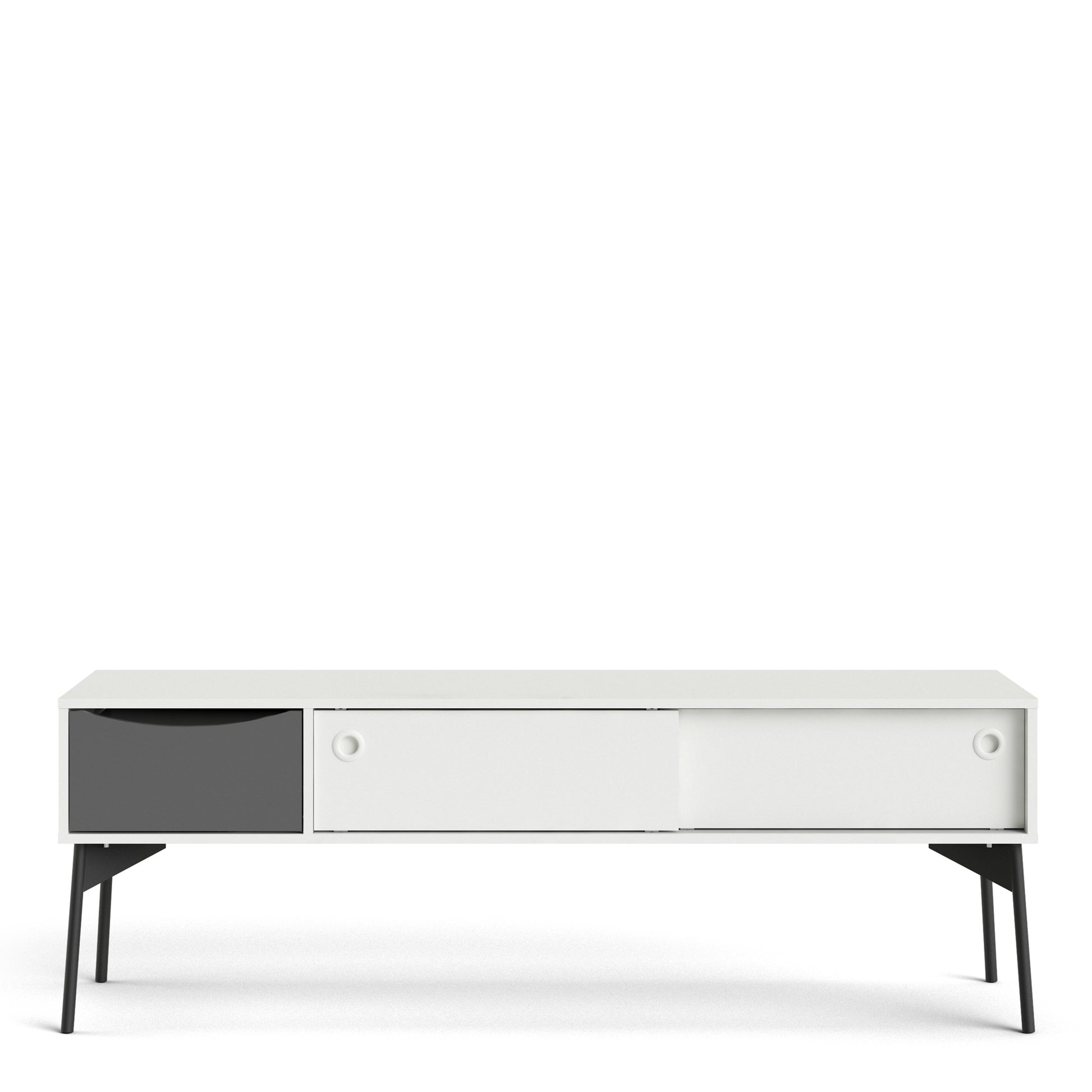 Fur  TV-Unit 2 sliding Doors + 1 Drawer in Grey and White