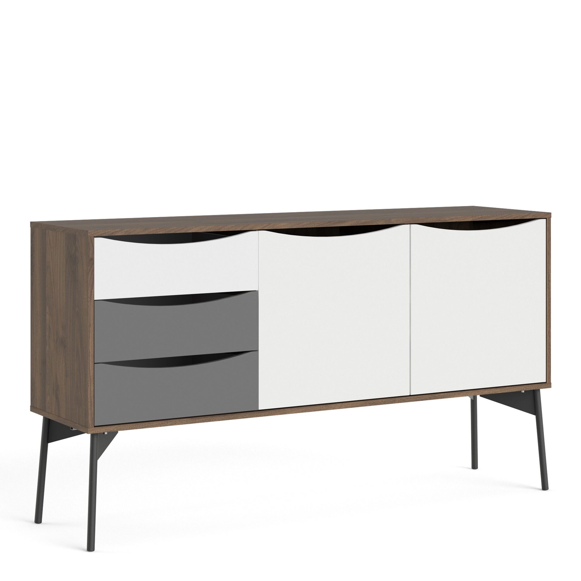 Fur  Sideboard 2 Doors + 3 Drawers in Grey, White and Walnut