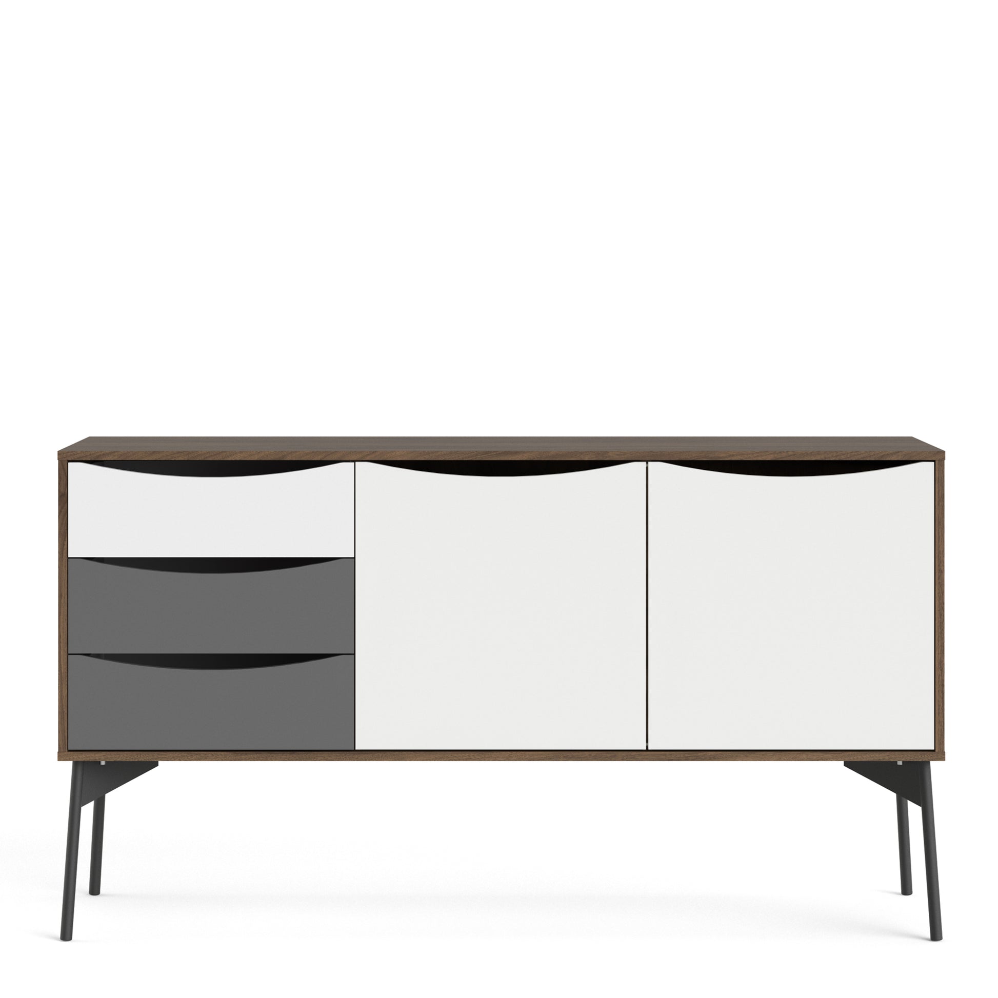 Fur  Sideboard 2 Doors + 3 Drawers in Grey, White and Walnut