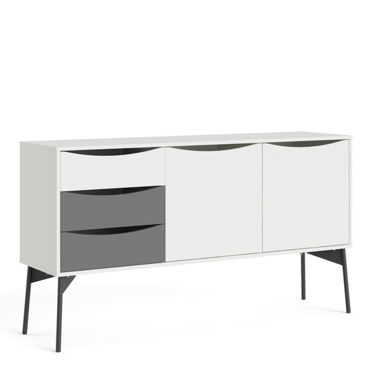 Fur  Sideboard 2 Doors + 3 Drawers in Grey and White