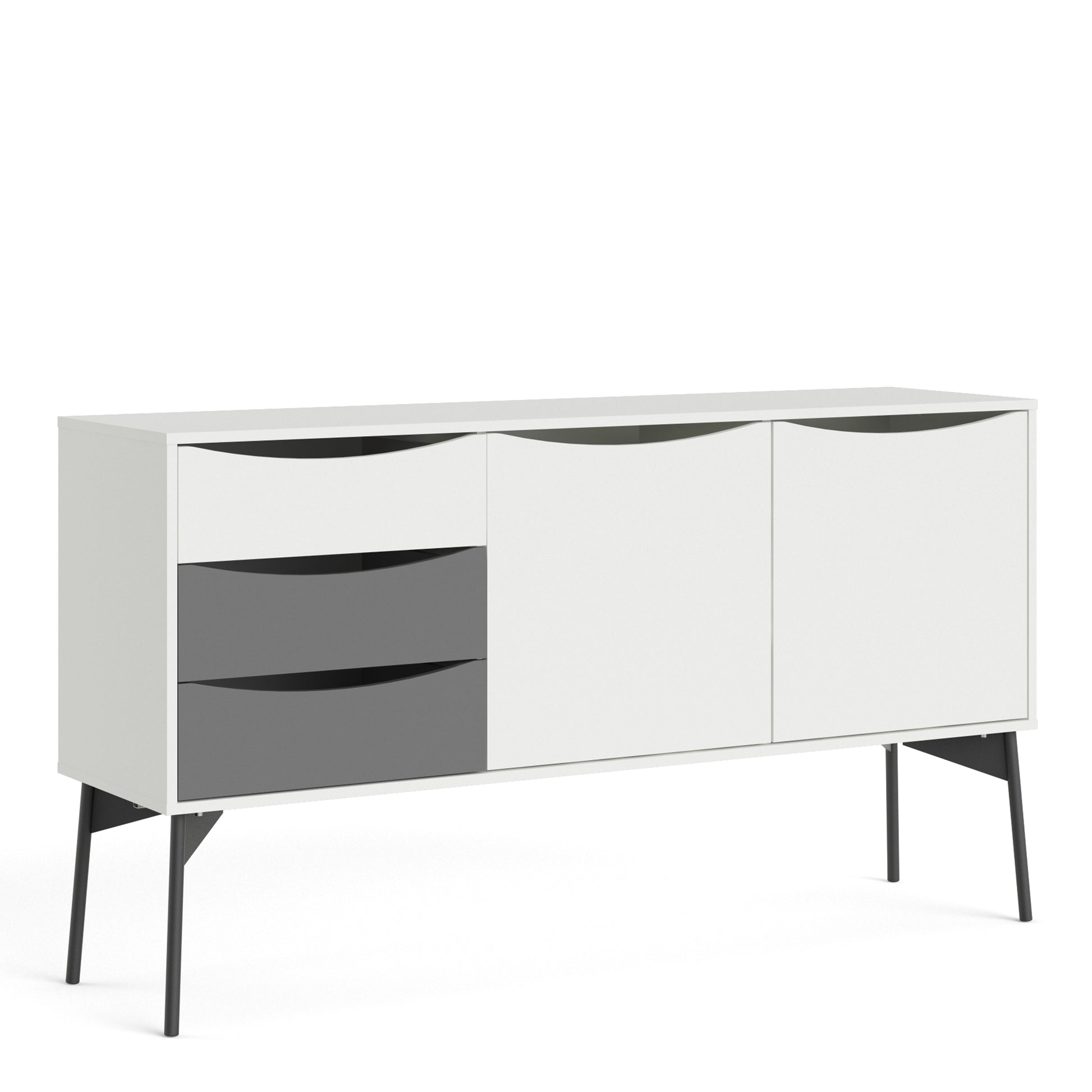 Fur  Sideboard 2 Doors + 3 Drawers in Grey and White