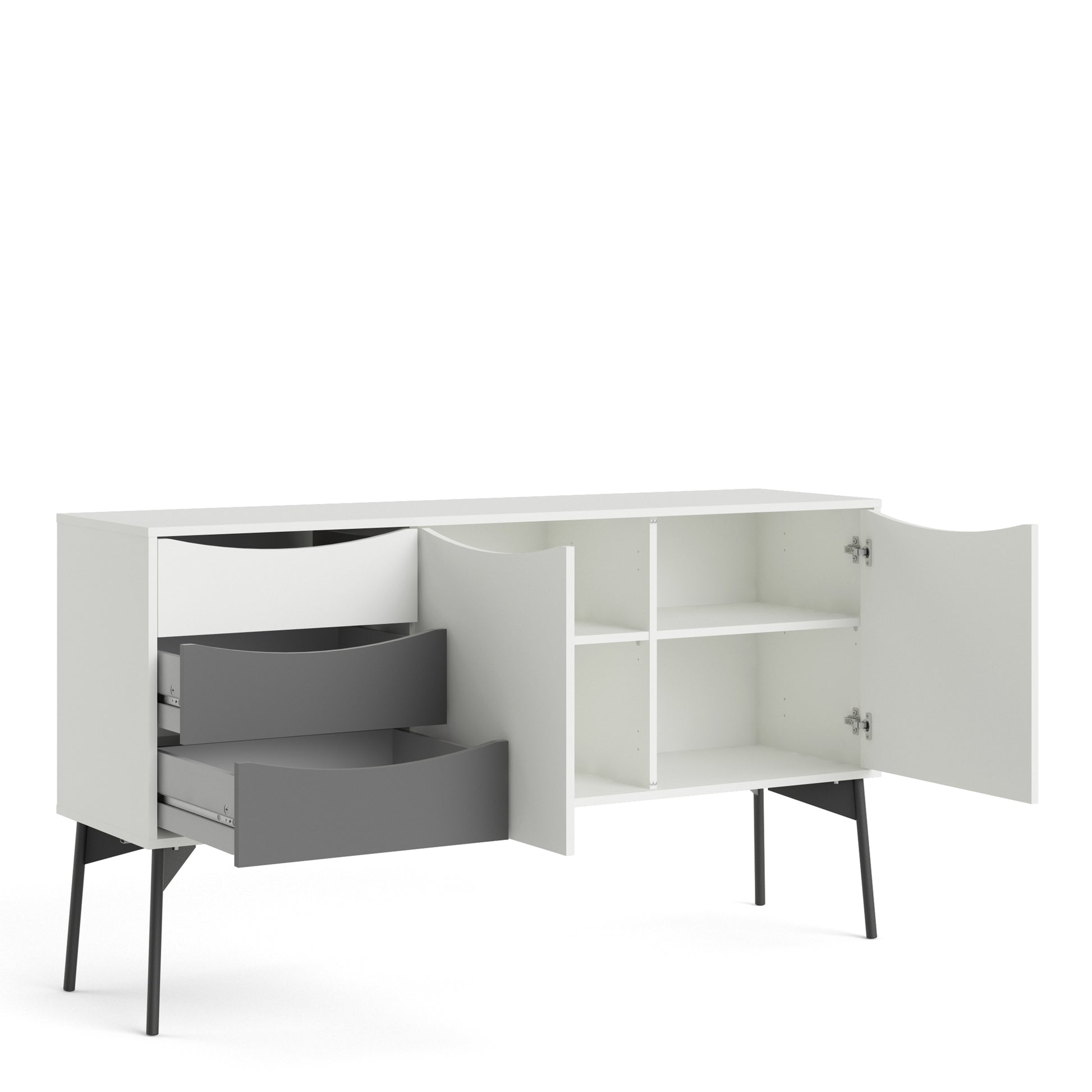 Fur  Sideboard 2 Doors + 3 Drawers in Grey and White