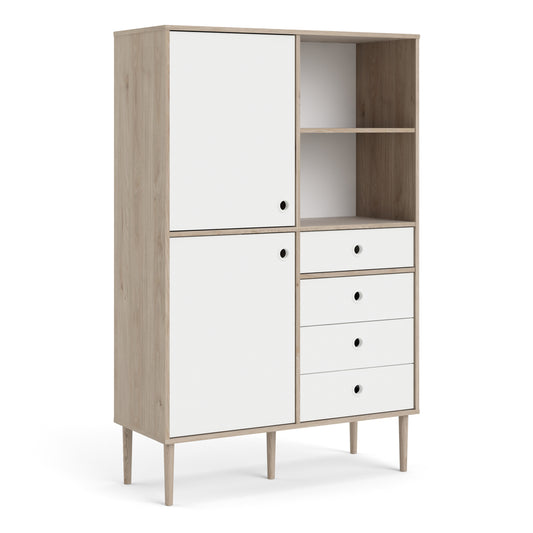 Rome  Bookcase 2 Doors + 4 Drawers in Jackson Hickory Oak with Matt White