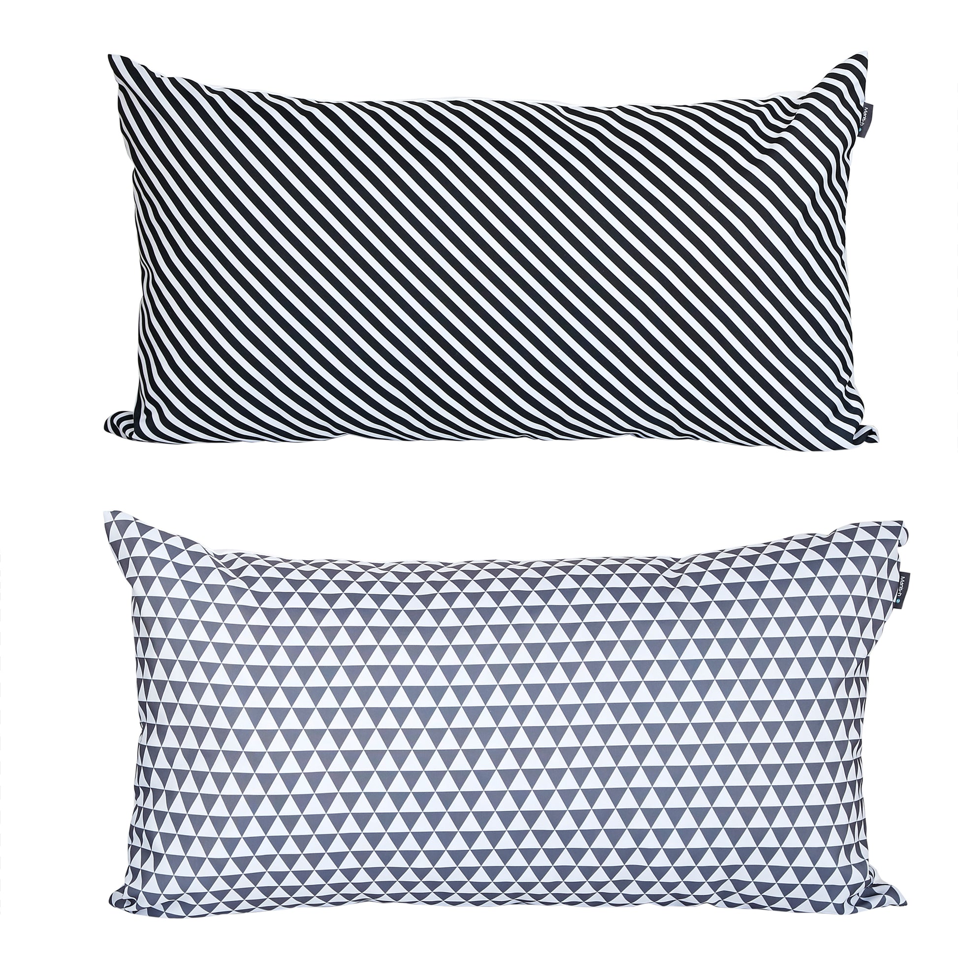 Manis-h  Set of 2 Cushion Covers in a Stripe and Triangle Design