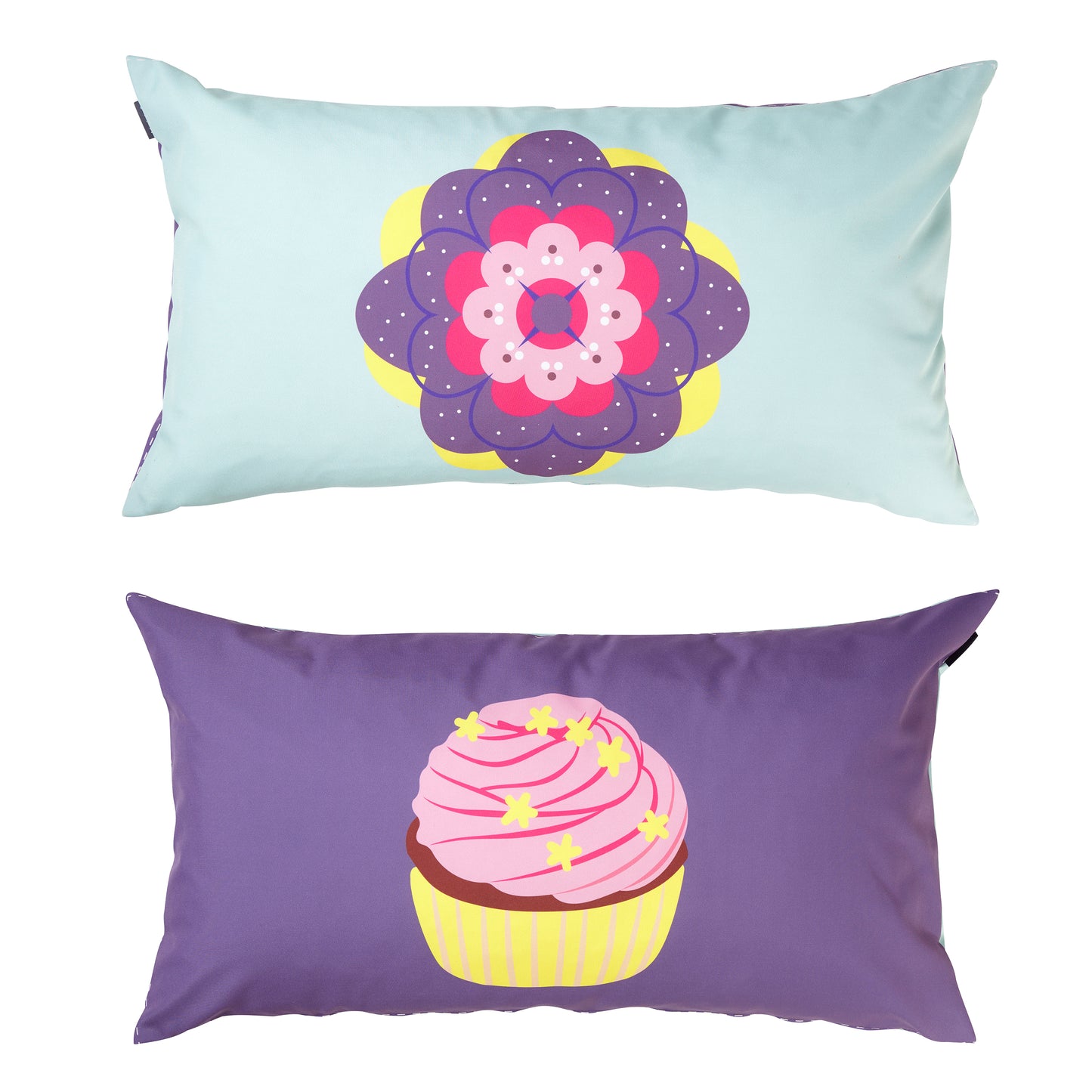 Manis-h  Set of 2 Cushion Covers in a Cup cake & Flower Design
