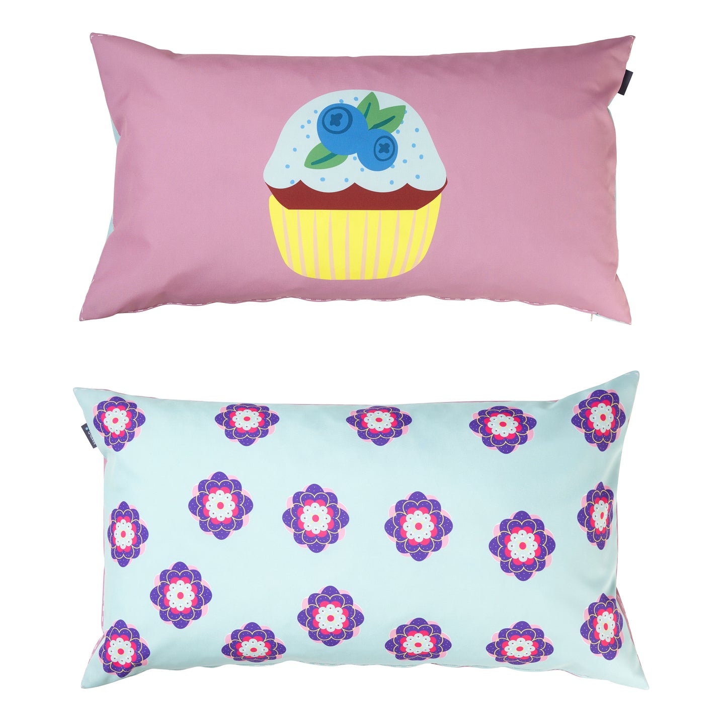 Manis-h  Set of 2 Cushion Covers in a Cup cake & Flower Design