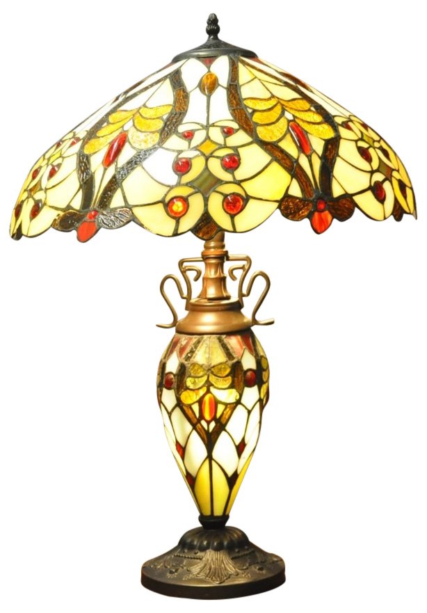 Cream/Red Bullets Double Tiffany Lamp 68cm