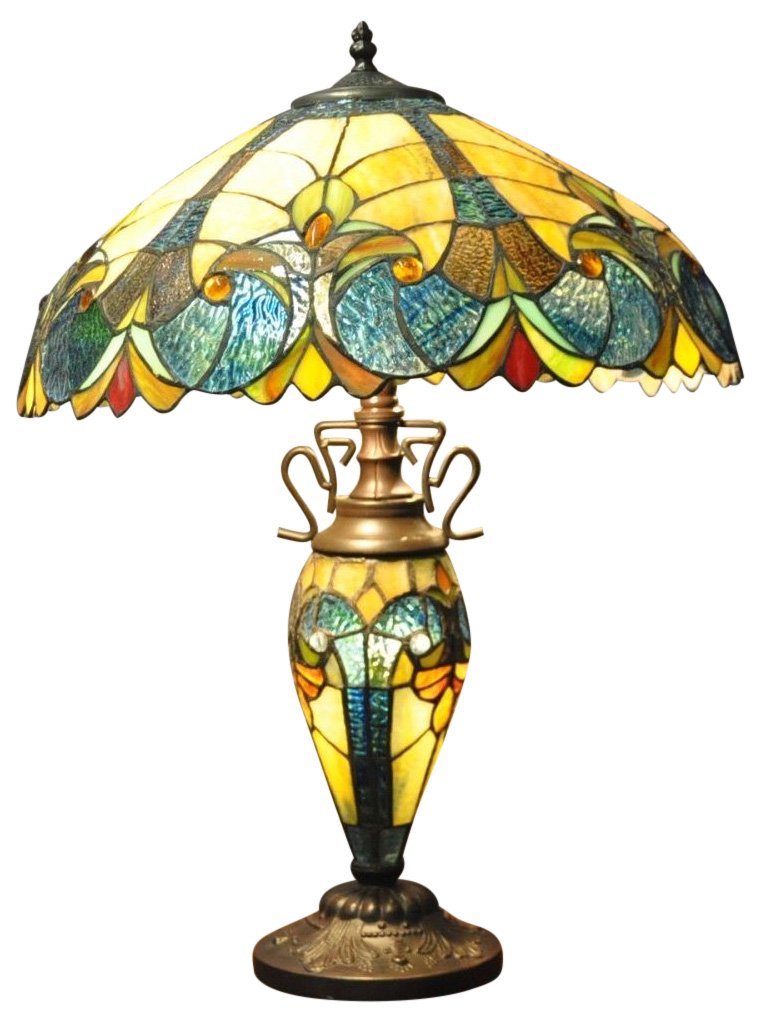 Blue & Yellow Double Tiffany Lamp 68cm