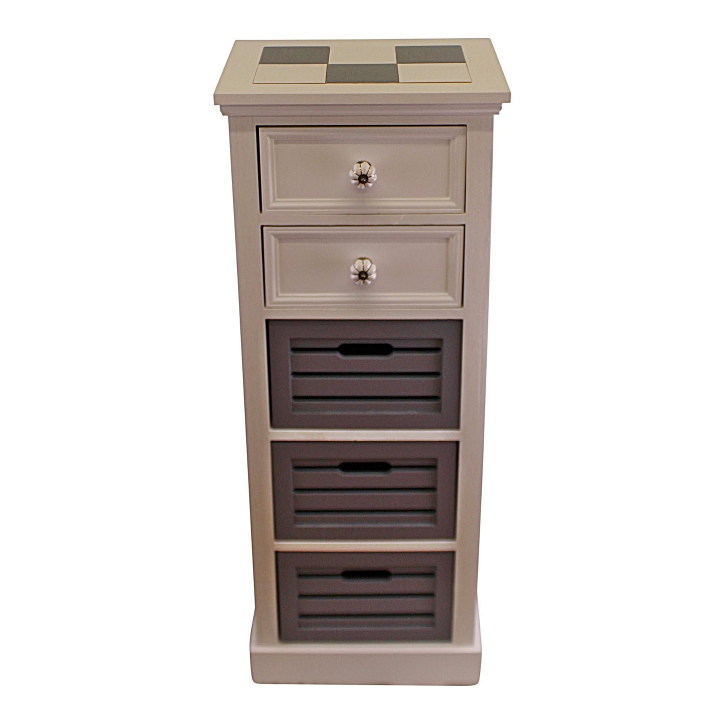 Contemporary Grey & White Chest Of Drawers, 5 Drawers