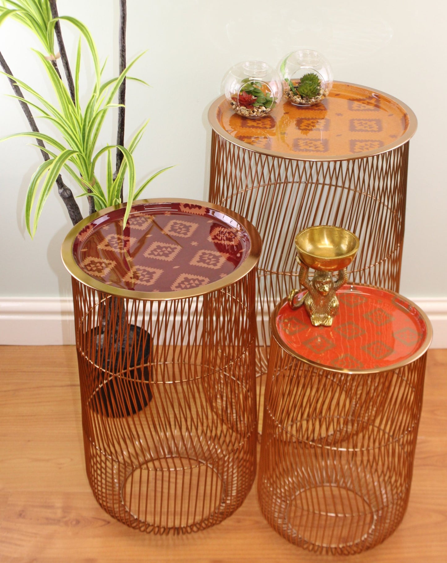 Set of 3 Kasbah Wire Tables, Design A
