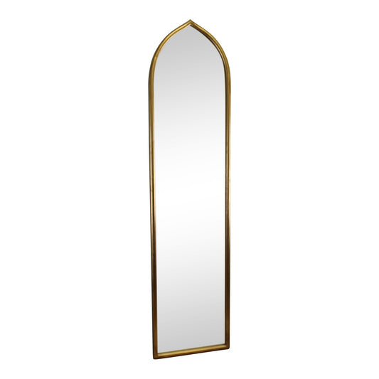 Gold Metal Arched Tall Mirror, 127x30cm