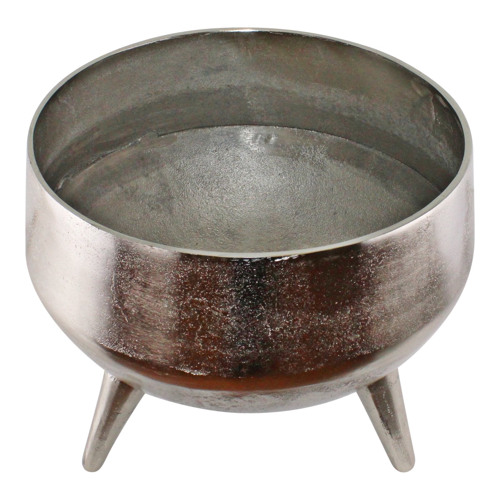 Silver Metal Planter/Bowl With Feet, 35cm
