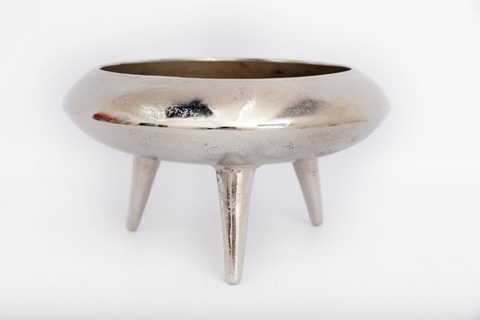 Silver Metal Planter/Bowl With Feet 39cm