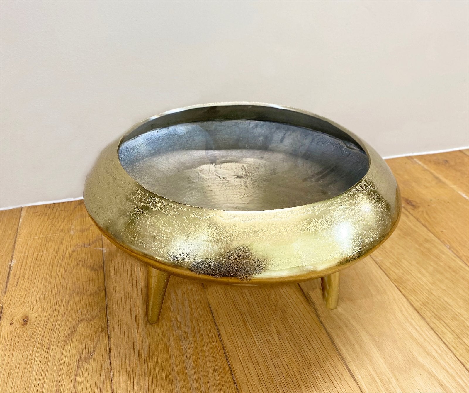 Gold Metal Planter/Bowl With Feet 39cm