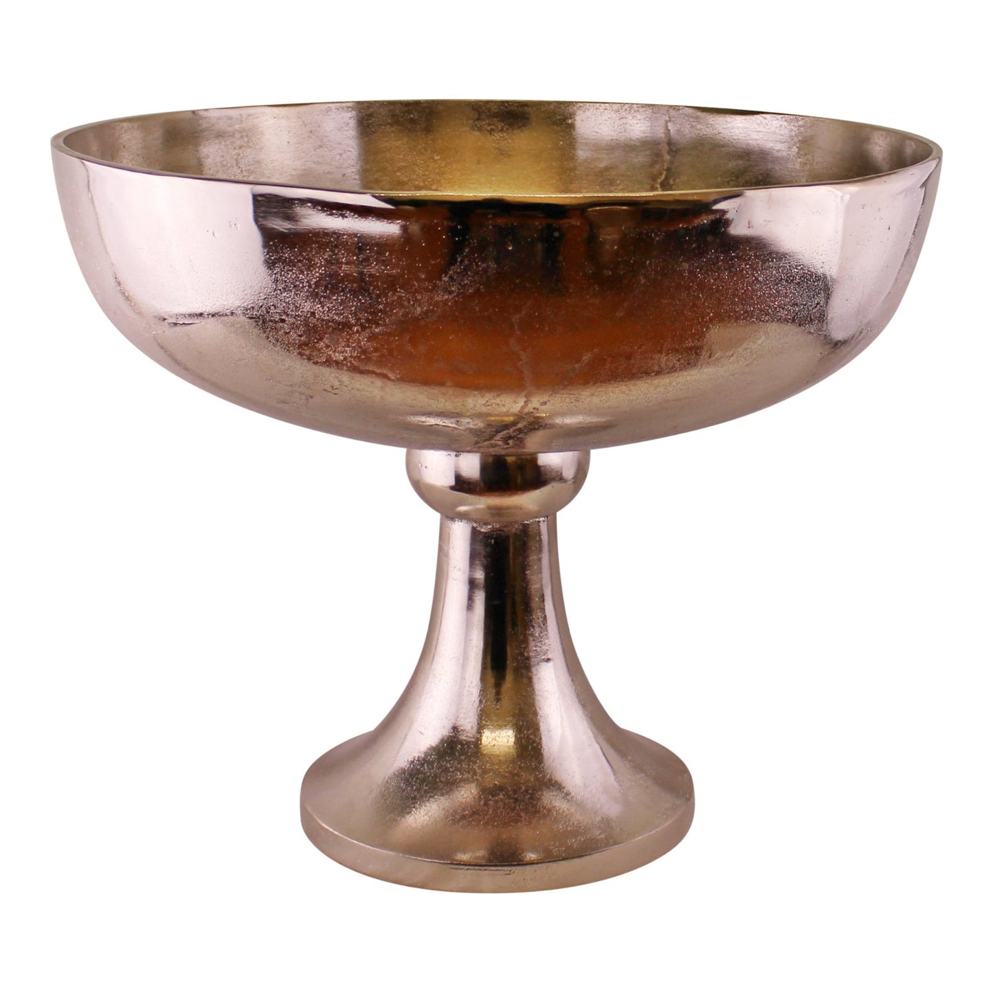 Silver Metal Bowl On Stand, 42x35cm