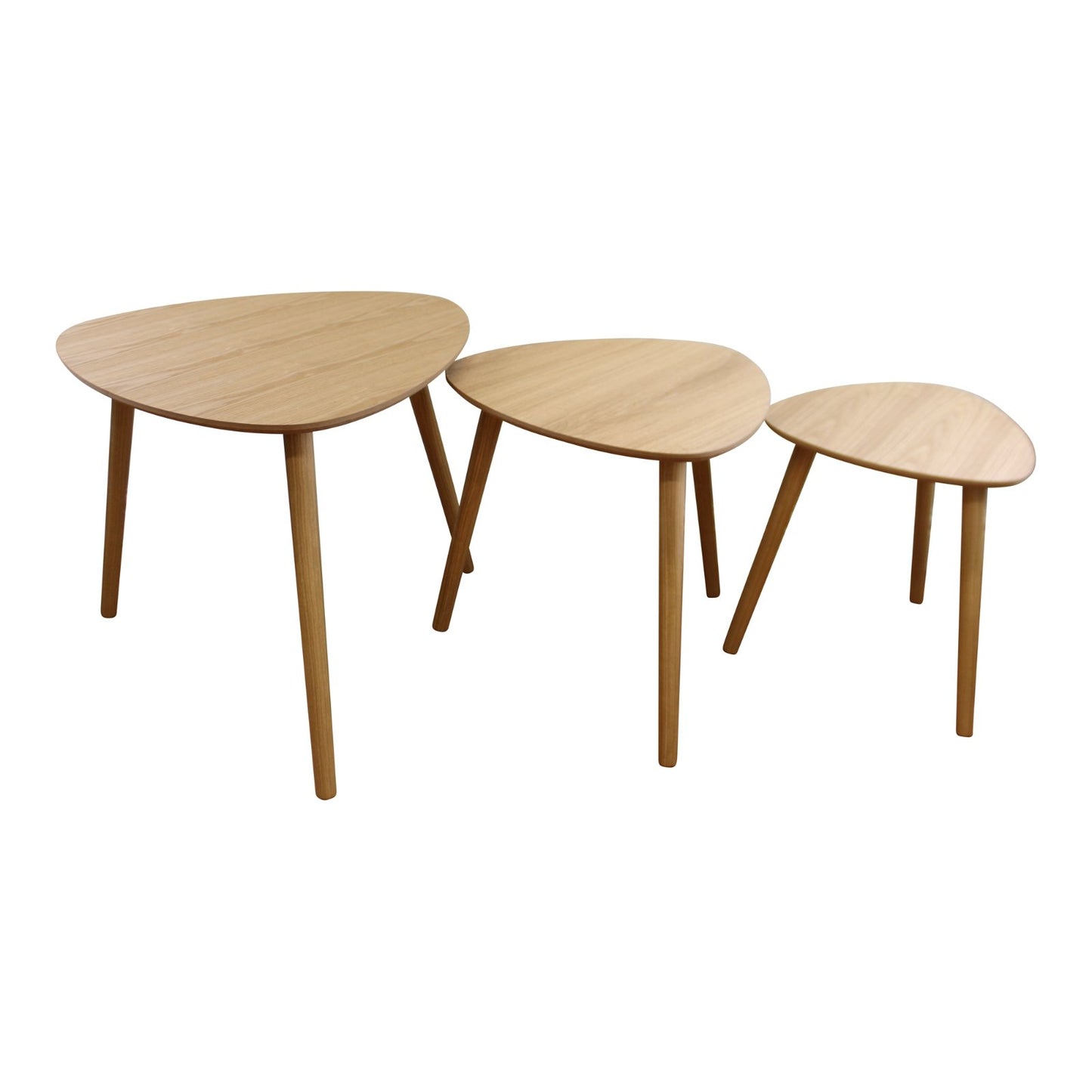 Set of 3 Oval Nest Of Tables, Wooden Finish