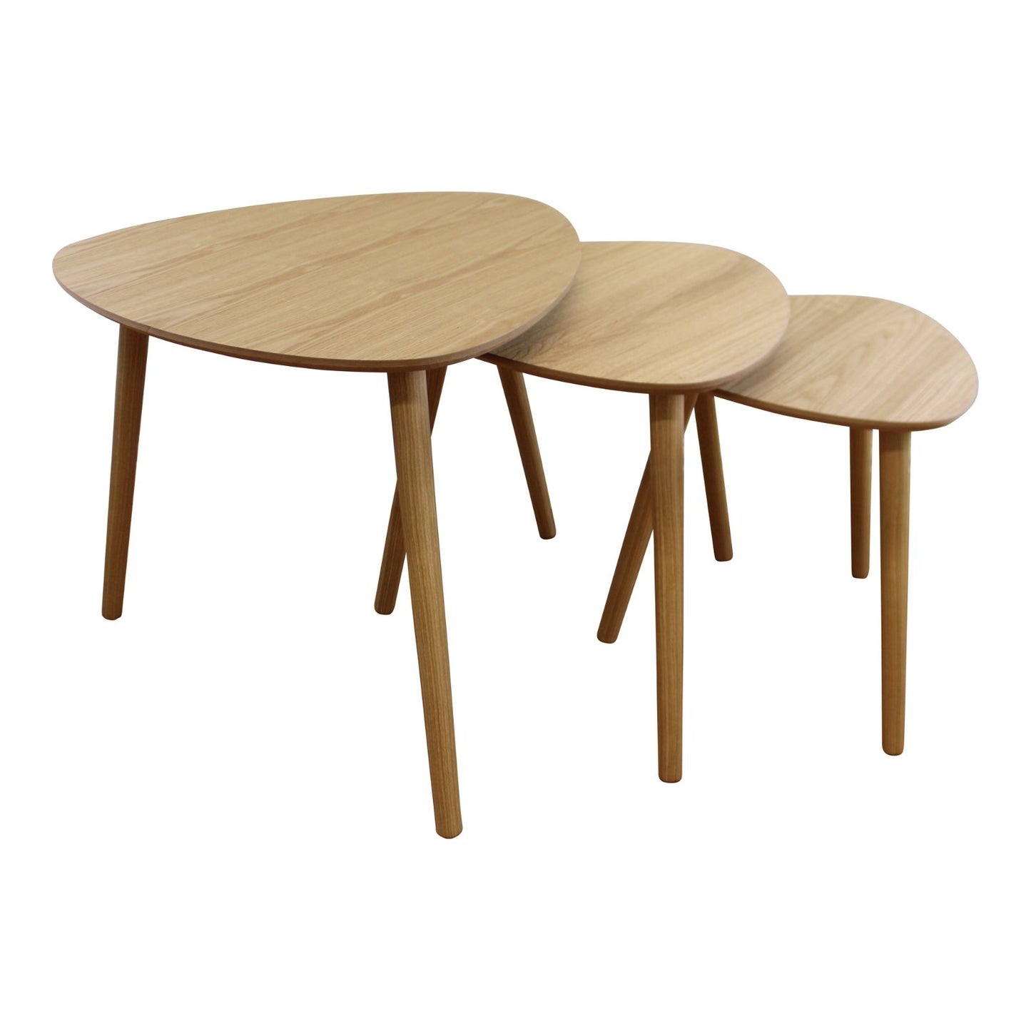 Set of 3 Oval Nest Of Tables, Wooden Finish
