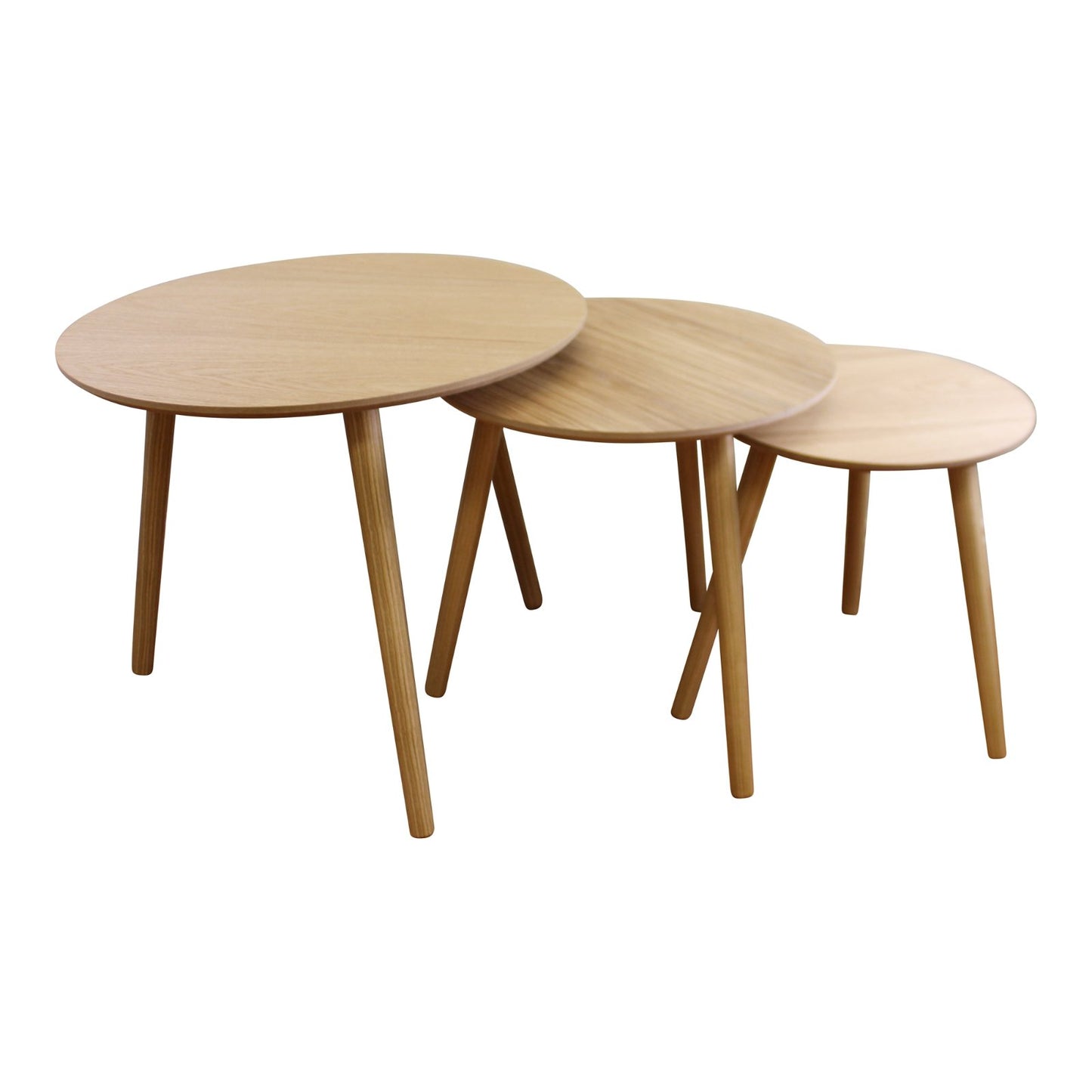 Set of 3 Round Nest Of Tables, Wooden Finish